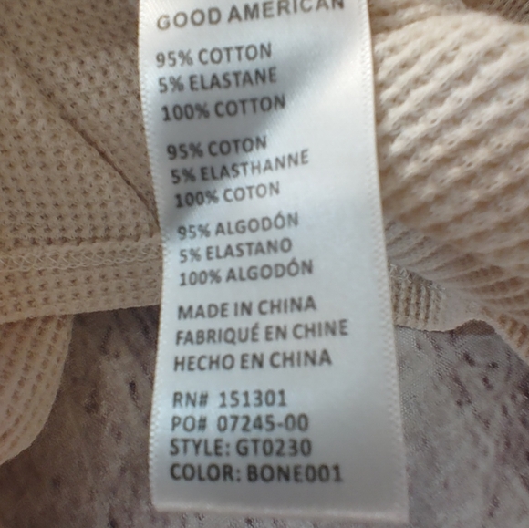 Good American Essentials Boyfriend Thermal Henley Waffle Knit Bone NWT 5/6 Sz 2X - Picture 5 of 11
